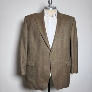 Lauren Ralph Lauren Blazer Mens 52R Brown Herringbone Windowpane Wool Canada
